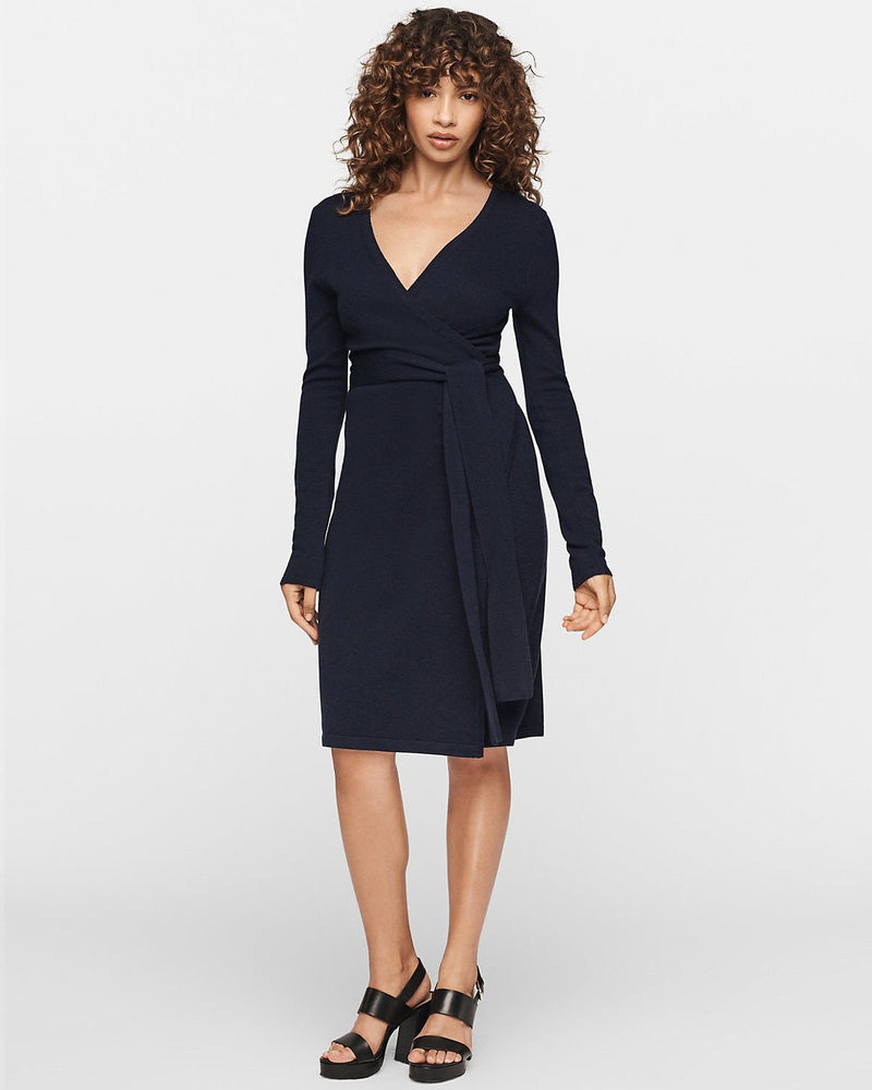 DVF New Linda Wool-Cashmere Wrap Dress, New Navy – Fashionbarn shop